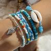 Joias de Concha Transfronteiriças Pulseira de Sementes Estrela do Mar Boêmia Conjunto de Pulseiras de Corda Trançada Abacaxi Azul