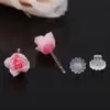 Pendientes Exquisitos y Suaves de Resina con Rosa Teñido Simi Estilo Mori Diseño Dulce Francés Pendientes de Moda Antialérgicos