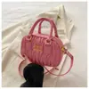 Nova Bolsa Infantil 2024 Moda Feminina Bolsa de Mão Plissada Porta-Moedas Bolsa Transversal Lisa Tendência para Meninas