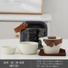 Juego de té de cerámica portátil Ru Kiln Express Cup, juego pequeño de una tetera y tres tazas, tetera creativa para el hogar y exteriores.
