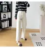 ¡Disponible en cuatro colores! Jeans rectos de otoño elásticos en cuatro direcciones para mujeres petite, de cintura alta, pantalones tipo cigarrillo cropped hechos de Lyocell