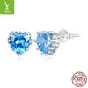 Aretes de charm de plata Nuevos aretes de piedra de nacimiento de diciembre Aretes japoneses frescos y dulces de plata de ley s925 BSE736