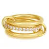 Anillo de Zirconia Multicapa Bloque de Color Oro de 18 Quilates Transfronterizo Europeo y Americano Anillo de Diseño Versátil Creativo para Apilar Anillos de Amazon