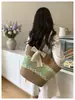 Bolsa de Palha Tecida Listrada Colorida para Mulheres 2026 Nova Bolsa de Ombro de Grande Capacidade Bolsa Versátil para o Dia a Dia e Estilo de Férias