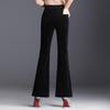 Pantalones de pana para mujer, de tiro alto, talla grande, cintura elástica trasera, largo de nueve puntos, bajo con abertura, pantalones acampanados de pana gruesa, holgados, casuales, versátiles