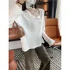 ¡Artículo de moda~! Top de manga larga para mujer en mezcla de lana Tencel, nueva colección de otoño 2026, versátil y de corte holgado, capa base