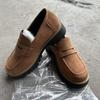 Mocassins de Salto Grosso Primavera e Outono 2025 Tamanho Grande Casual Estilo Britânico Sapatos Femininos Sola Grossa Comércio Exterior Retrô Sapatos Femininos