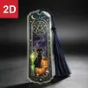 Marcador de página acrílico 2D temático de Halloween transfronterizo con borla y diseño de ilustración de cielo estrellado, regalo marcador de lectura para estudiantes