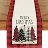Amazon Transfronterizo Nuevo Camino de Mesa Navideño Ventas Directas de Fábrica Mantel con Estampado de Muñeco de Nieve y Papá Noel de Invierno