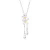 Collar de Plata Pura 990 Bicolor Dorado y Plateado Flor de Gardenia para Mujer, Estilo Sencillo y Artístico, Cadena para Clavícula Dulce y Elegante 0229g