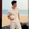 Camisa polo de punto de manga corta para hombre con cuello camisero, cuello en V, cuello de gaviota, estilo old money, de negocios, verano, venta al por mayor de fábrica transfronteriza