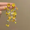 Pendientes de Borla con Cuentas de Osmanthus Amarillo Super Hada Franceses Largos de Nicho de Gama Alta Pequeños Frescos Nuevos de Primavera