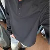 Nueva Camiseta de Color Sólido Estilo Americano con Cuello Henley de Manga Larga para Hombre, Nueva Camiseta Ligeramente Pesada Holgada para Primavera y Otoño, Tendencia de Corte Holgado