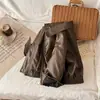 Chaqueta de Cuero para Niños 2026 Otoño Nueva Llegada, Chaqueta de Cuero de Color Sólido con Cuello Solapa para Niños y Niñas, Chaqueta de Motocicleta Estilo Coreano para Niños