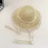 Sombrero Visera de Encaje Coreano para Mujer, Protección Solar, para Sesión de Fotos en la Playa, Sombrero de Sol de Paja Veraniego Ins