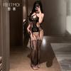 Faimu Atractivo Excavación Vacío Explotando Caliente Cadera Desnuda Tirante Mono Calcetines 7594 Ropa Interior Sexy Sexy Abierto Seda Negra