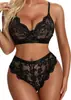 Popular Europeo y Americano Traje Sexy Encaje Tres Puntos Ropa Interior Sexy Conjunto de Dos Piezas Fabricante Mayorista