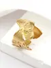 Anel Aberto em Aço Inoxidável Estilo Europeu e Americano Banhado a Ouro 18K Anel de Personalidade Versátil Anel Simples de Aço Titânio Joias Atacado