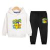 Terno Casual para Meninos e Meninas Primavera e Outono Novo 2024 Moda Outono Moletom com Capuz e Calça de Moletom Infantil Conjunto Casual de Duas Peças