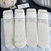Calcetines Blancos de Encaje para Mujer, Calcetines de Algodón de Media Pantorrilla, Calcetines de Malla Transpirable Ligeros de Verano Caídos, Calcetines Largos Estilo Ballet para Niñas