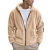 Jaqueta masculina quente europeia e americana transfronteiriça, com capuz de fleece dupla face, cor sólida, com zíper, casaco casual versátil