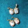 Pendientes de perla barroca natural, pendientes vintage combinables para mujer, pendientes de perla barroca de forma natural, gancho para la oreja