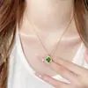 Corrente de Clavícula Elegante Banhada a Ouro Real com Zircônia Micro-Incustada Colar de Trevo de Quatro Folhas Esmeralda de Alta Qualidade Colar Popular Exquisito
