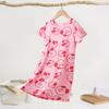 Camisola Infantil Yossi Feminina de Verão Fina Manga Curta Longa Pijama de Menina Classe A Floral Estilo Princesa Roupa de Casa