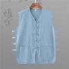 Chaleco informal de lino de verano, sudadera de algodón y lino con hebilla retro para hombre, chaqueta Magma de estilo chino, sin mangas, camisa con título antiguo