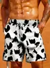 Verano 2025 Nuevos Shorts Casuales Simples Combinables para Hombre con Estampado 3D de Color Contrastante para Playa Casual
