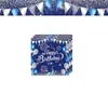 En stock decoración de fiesta de globos azules suministros vajilla desechable platos de papel vasos de papel banderines globos set para evento de fiesta