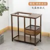 Mesa de chá pequena móvel estilo chinês, armário de chá moderno para sala de estar, mesa de chá com chaleira automática, mesa de chá pequena integrada de bambu