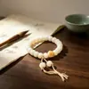 Anel de Dedo Raiz de Bodhi Jade Branco Estilo Étnico Suave Branco Leitoso Pulseira de Gato Assado Carvão Pulseira Contas de Maçã Wenwan Atacado