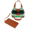 Fábrica de bolsos personalizados, bolso tejido verde para mujer, bolso de hombro mini de cuero de alta gama para verano con bolso de mano a juego