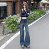 Como 7116 # Jeans Bootcut Azul Claro para Mujer, Nuevo Estilo Retro Americano, Pantalones Acampanados Elásticos de Herradura que No se Ajustan a la Pierna 1