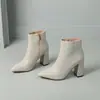 Botas de mujer ligeras de color liso para otoño e invierno, botas altas estilo Martin para mujer en talla grande con punta fina, suela de goma suave antideslizante y cremallera lateral