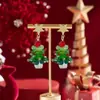 Pendientes de Árbol de Navidad Tridimensionales, Pendientes de Navidad Dulces y Lindos, Pendientes de Regalo de Año Nuevo, Clips para Orejas sin Perforar para Mujer, Venta al por Mayor