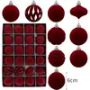 Bolas de Natal Flocadas Transfronteiriças 6cm 24 Peças, Bolas Decorativas para Árvore de Natal, Enfeites para Lojas em Feriados, Decorações de Atmosfera, Decorações Penduradas