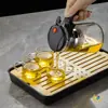 Taza Elegante Vidrio Espeso Resistente a Altas Temperaturas Juego de Té Casero Infusor de Té Separación de Té y Agua Preparación de Té con un Botón