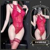 Lingerie Sexy com Design Transparente Vazado, Estilo Europeu e Americano, Modelador Decotado, Body Patchwork Estilo Spicy Girl para Mulheres