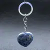 Colgante con Forma de Corazón Transfronterizo 30*12mm Llavero Piedra Natural Cristal Rosa Corazón de Melocotón Joyería DIY Más Vendida