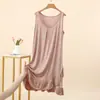 Vestido de Casa Novo de Verão Soltinho Plus Size Doce Bainha Franzida Emagrecedor Camisola Grande Decote V Profundo Sem Mangas