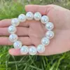 Pulseira de pérola artificial feminina diária 4MM-14MM pulseira de corda elástica simples joia de pérola de simulação coreana