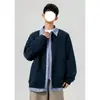 Sudadera jacket a cuadros falsa de dos piezas con retazos para hombre, marca de moda, primavera y otoño, estilo americano, corte holgado, estilo universitario, chaqueta fresca y elegante