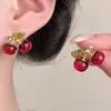 Brincos de Cereja Vermelha para Mulheres, Super Estilo Fada, Design de Cereja Transparente e Doce, Brincos Exquisitos e Modernos com um Design Único