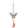 Atrapasoles Decoración de Jardín Mariposa Libélula Campana de Viento Incrustada de Diamantes Colgante Cruzado Suministro Transfronterizo Rejilla de Cuerno Colgante de Cristal