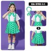 Roupas de Performance Infantil para Crianças Jardim de Infância Calça Verde com Alça Roupas de Performance para Meninos e Meninas Roupa de Coro Dança