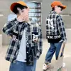Chaqueta Camisa a Cuadros de Otoño para Niños 2026 Nuevo Estilo Camisa de Manga Larga de Primavera y Otoño para Niños Grandes Top de Moda Venta al por Mayor Transfronteriza