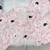 Conjunto de Pijama de Tres Piezas de Algodón Nube para Mujer para Primavera y Verano, con Cuello de Solapa, Cárdigan de Manga Corta, Shorts y Pantalones Largos, Conjunto Casual de Ropa para el Hogar para Niñas