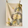Chal grueso y cálido de jacquard con patrón de loto estilo chino tradicional, bufanda de loto elegante tipo acuarela para otoño/invierno, calentador de cuello versátil para abrigos de mujer